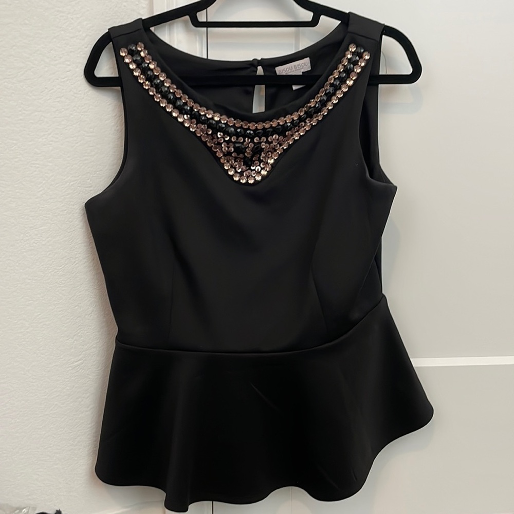 Bisou Bisou Peplum Beaded Top